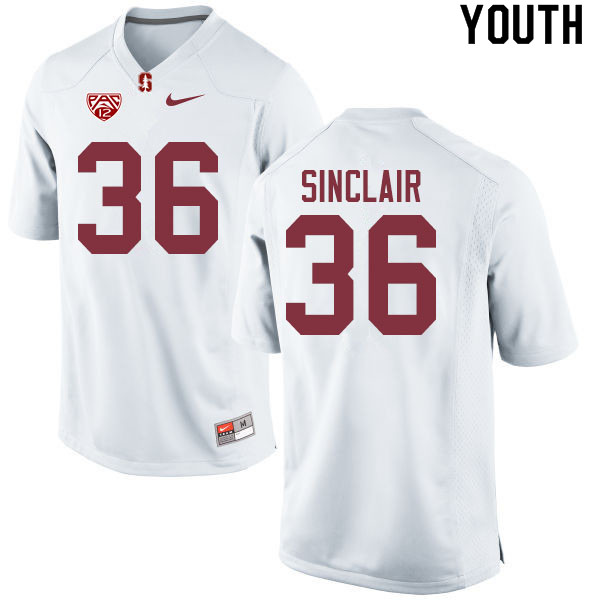 Youth #36 Tristan Sinclair Stanford Cardinal College Football Jerseys Sale-White - Click Image to Close